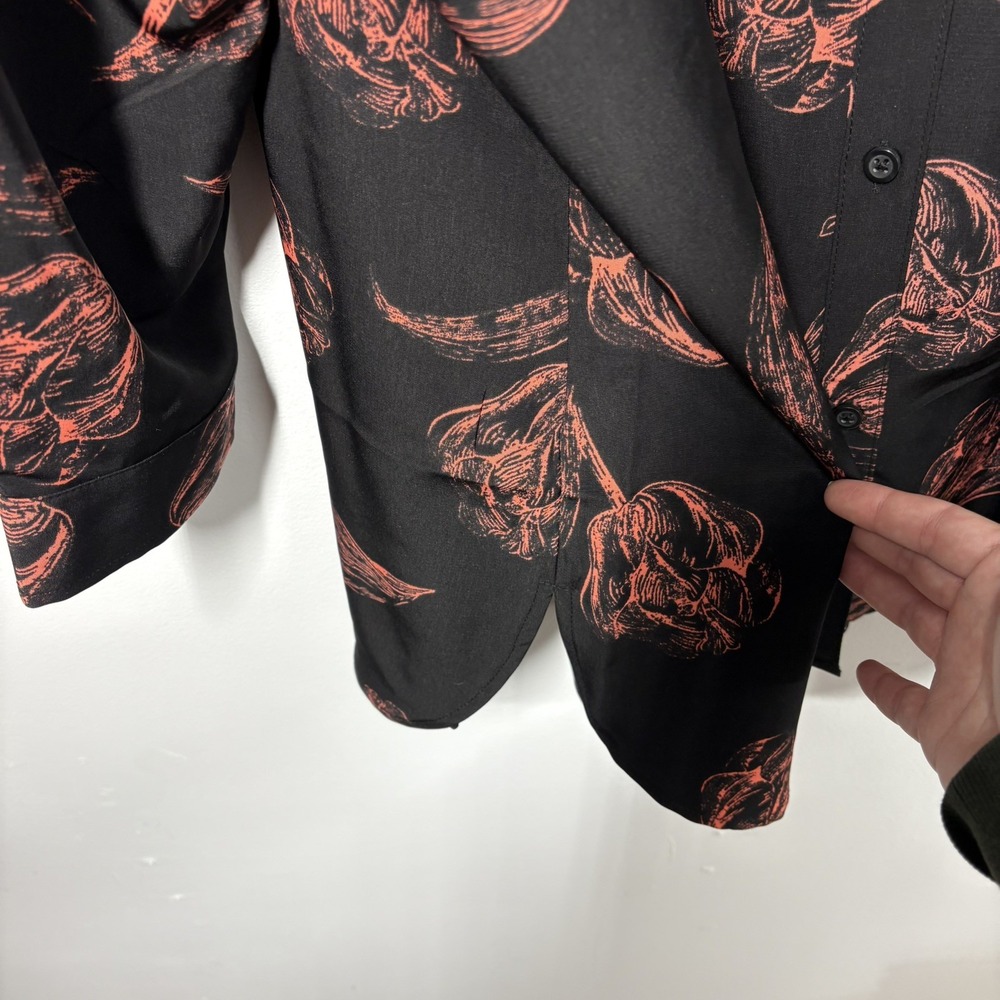 Susan Graver Women Dark Floral Button Up Tunic Top Size 26W Black Coral‎ Office - Picture 8 of 8